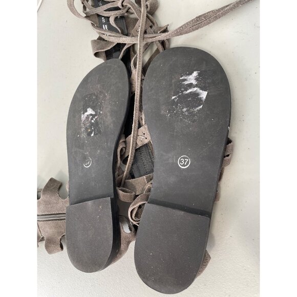 Free People Cypress Tall Gladiator Leather Sandal Size 37 Open Toe Back Zip Boho - Picture 5 of 7